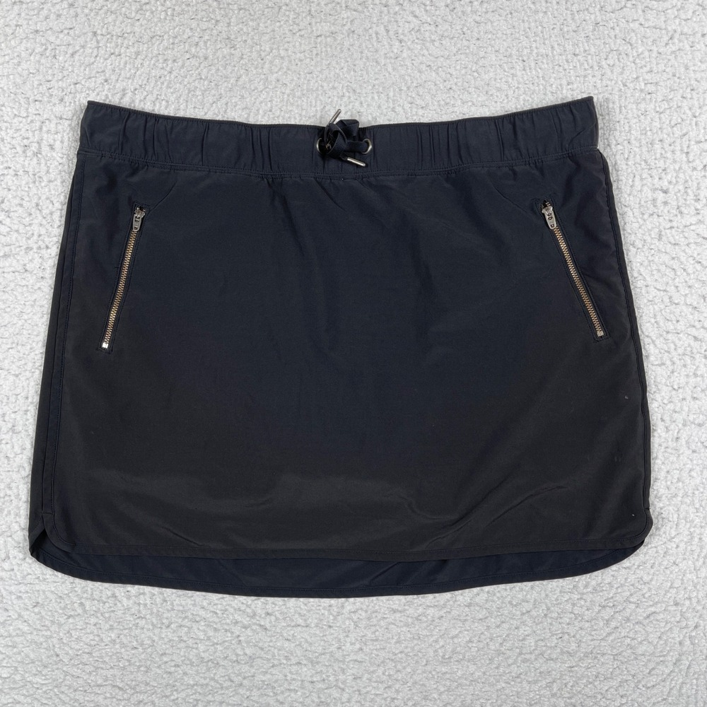 Athleta Skort Womens XL Black Athletic Zipper Pockets Drawstring Activewear‎